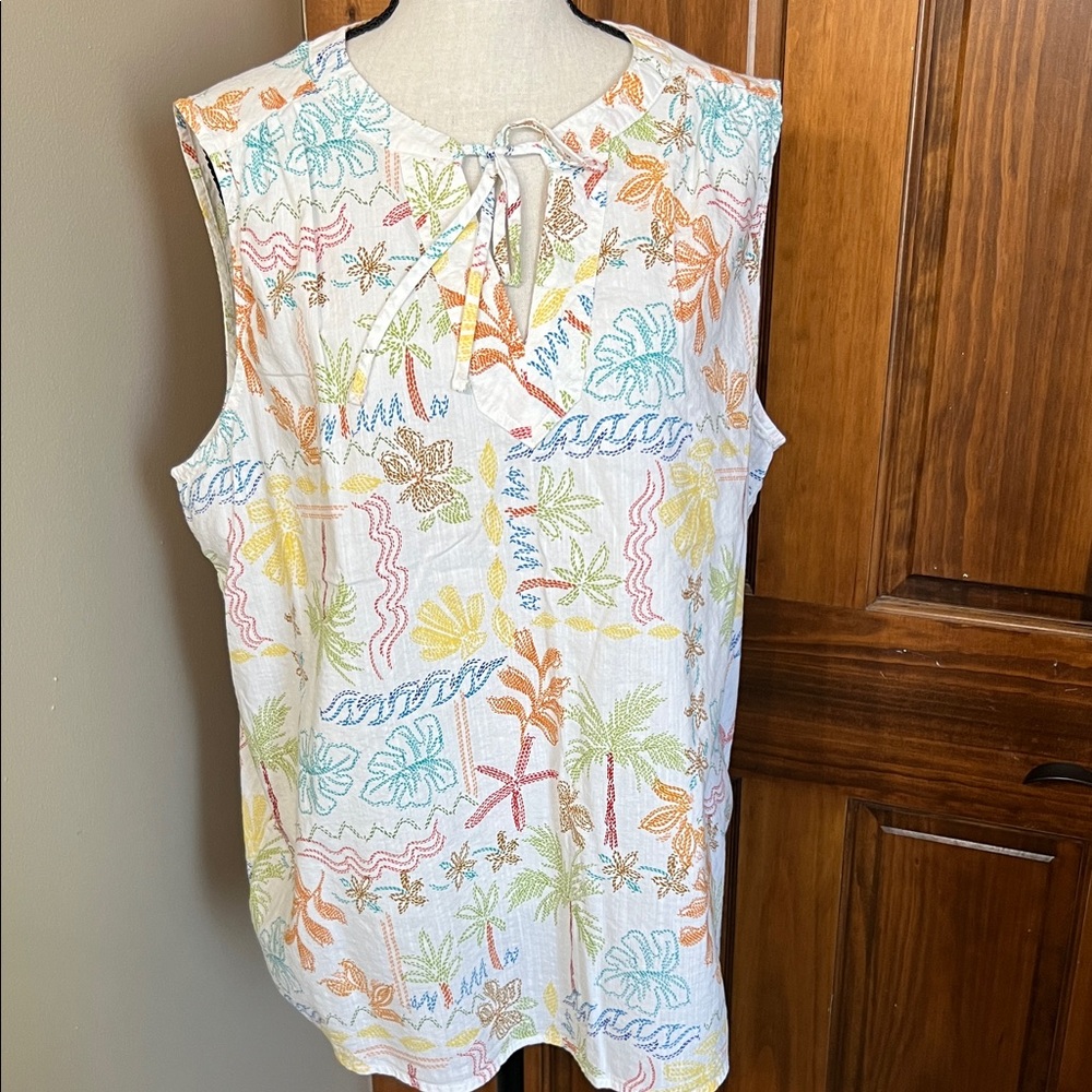 St. John's Bay Multicolor Tropical Print Blouse